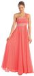 Main image of One Shoulder Ruched Long Formal Dress with Bejeweled Bust